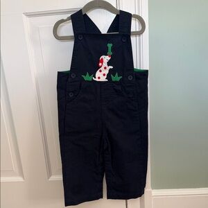 Florence Eiseman Navy Overalls with Dog Appliqué